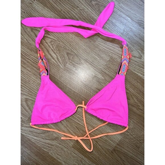 Victoria's Secret  Triangle Hot Pink  Bikini Top Size Small Aztec Boho Style H - Picture 1 of 5